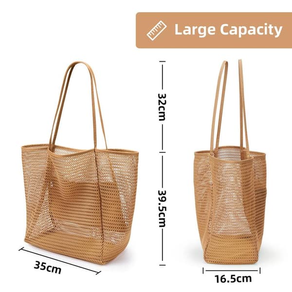 Nylon strandtaske, afslappet mulepose til kvinder, foldbar skuldertaske til strandpicnicferie