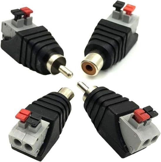 Audio/video AV han/hun fjederstikadapter, 2 par RCA til 2 terminaler til hun CLOCK