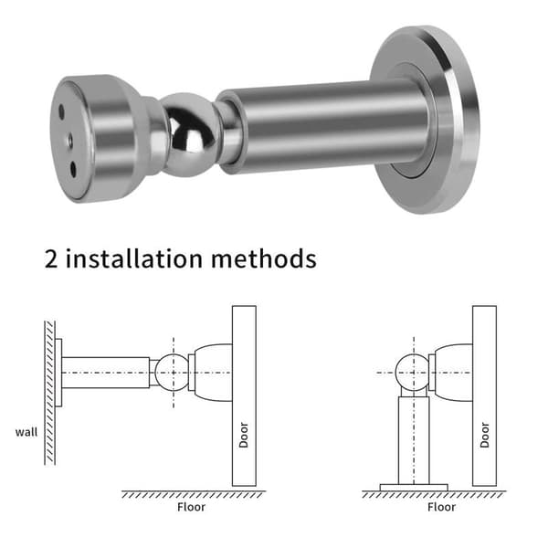 Magnetisk dørstopper med justerbar højde, robust magnetisk dørstopper, dørstopper i 304 rustfrit stål, med væg- og gulvmontering
