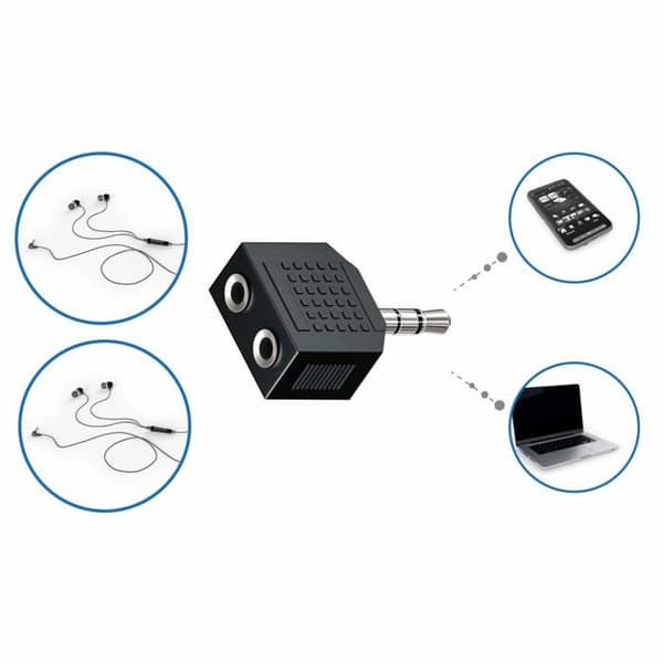 2 x 3,5 mm stereo jack-adapter, lydsplitter 1 x 3,5 mm jackstik til 2 x 3,5 mm jackstik lydsplitter