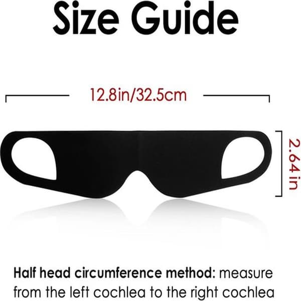 Sleep Mask with Ear Hook - 100% Light Blocking and Pressure-Free - Breathable - Travel Essential - Black