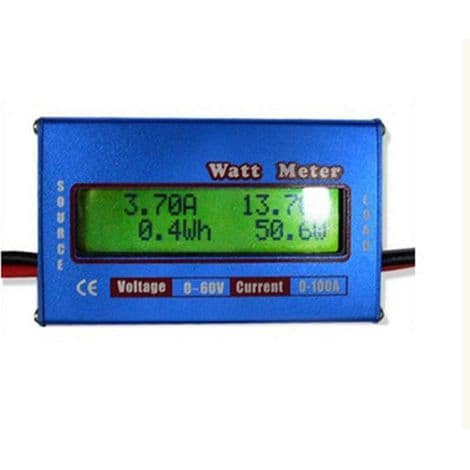 Solcelleeffektmåler LCD-analysator Wattmeter, DC LCD-skærm 60V/100A Højpræcisions effektmåler Wattmeter - Blå