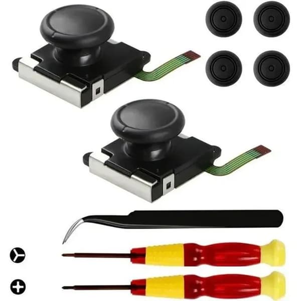 Erstatnings-joystick til Nintendo Switch Joy-Con Sort & Rød - Reparationsværktøj inkluderet
