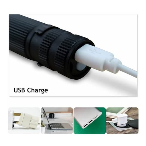 Mini LED-taskulamppu - Ladattava - 3 tilaa - 2 kpl:n pakkaus - Musta