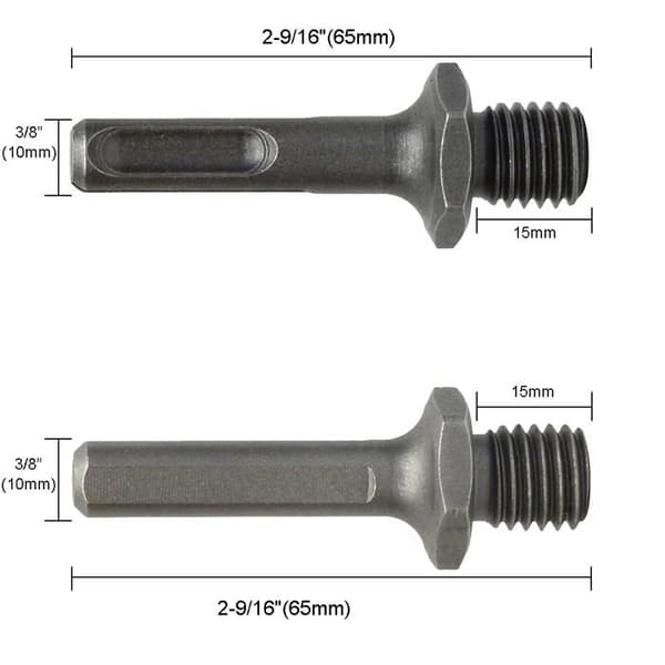 2-delt adapter M14 udvendigt gevind til SDS Plus hun og hun trekant