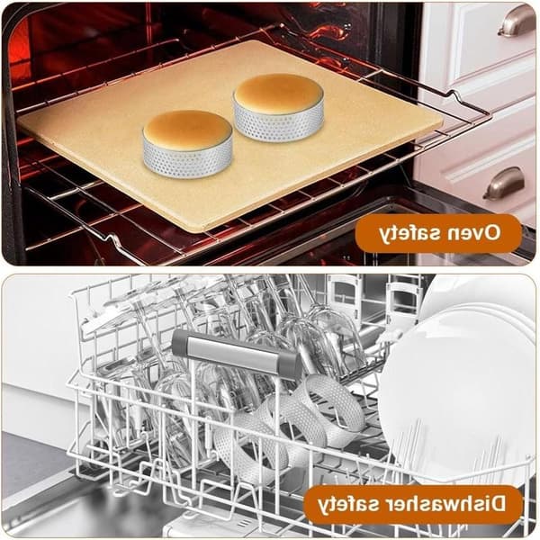 Sæt med 8 dessertringe 6 cm, runde mousseringe med huller, perfekte kageforme til kager og desserter, lavet af rustfrit stål