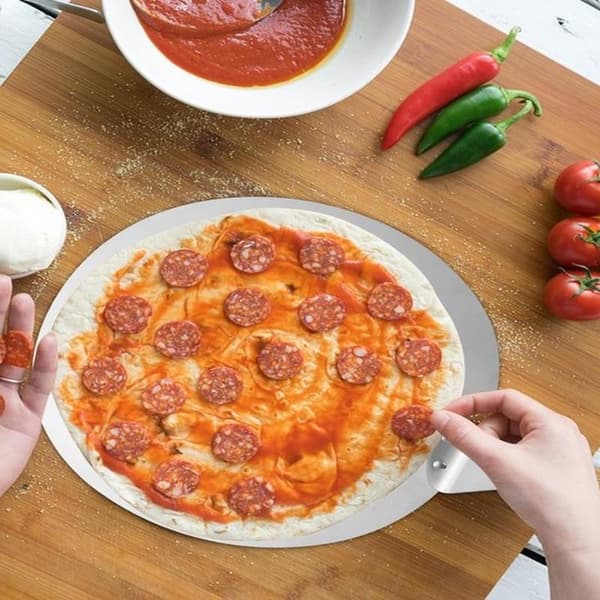 Pizzaspade med trehåndtak - Bakepapirskyver i rustfritt stål for ovn og grill