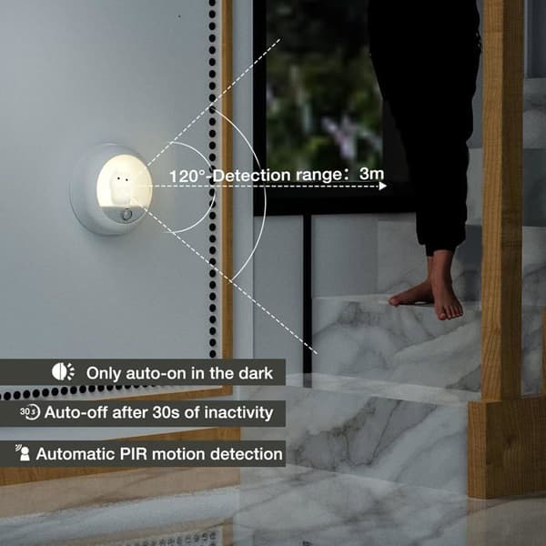 LED nattlys for barn, 2 USB oppladbare nattlys for barn, bærbart babynattlys med bevegelsessensor