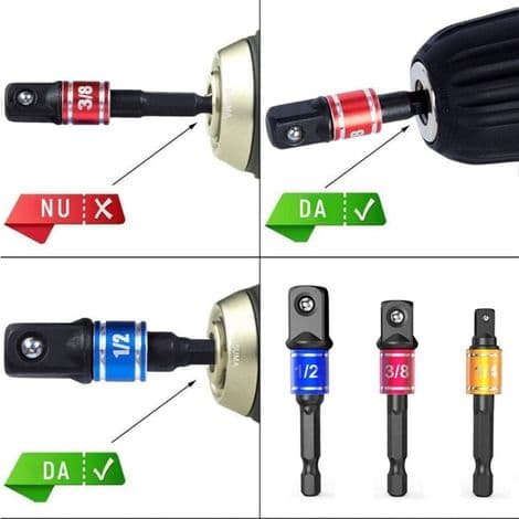 1/4\" 3/8\" 1/2\" Topnøgleadapter Topnøgleholderadapter til Slagnøgle