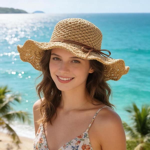 Sommerstråhat til kvinder, foldbar solhat med UV-beskyttelse til strand og rejser, boho-stil, perfekt til udendørs aktiviteter