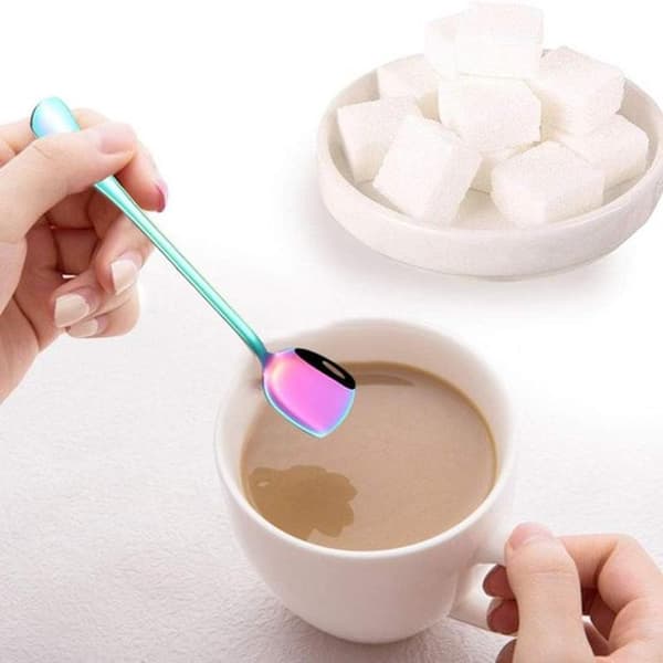 Sæt med 6 lange dessertskeer i rustfrit stål - Perfekt til iskaffe, latte macchiato og milkshakes