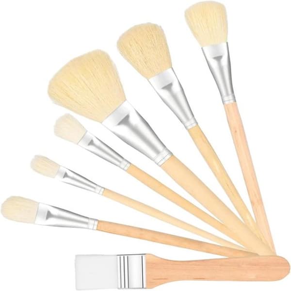 Professional Gilded Brush Set with Fan and Blending Brush Heads