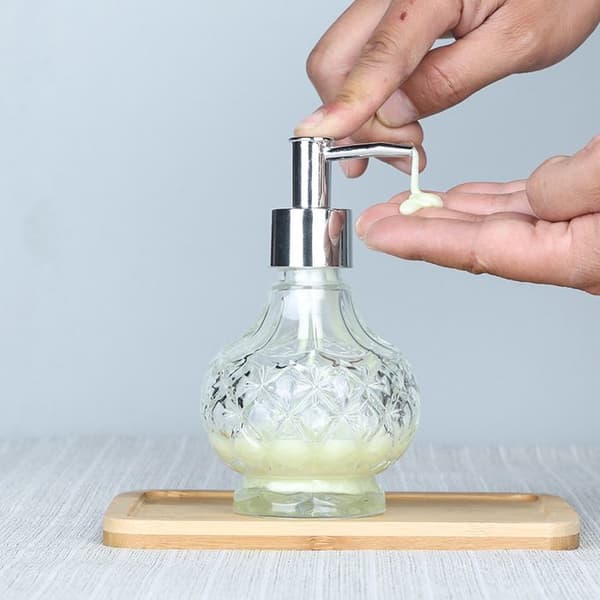 Sæbedispenser i glas, klar pumpeflaske til flydende desinfektionsmiddel, 220 ml