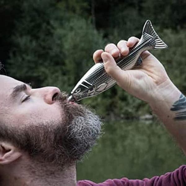 Flat Hip Flask - Fish Shaped Stainless Steel Hip Flask for Men with Funnel, 120ml