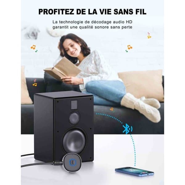 Auton Bluetooth-vastaanotin, Bluetooth-sovitin 5.3 Jack, 3.5mm AUX Bluetooth-vastaanotin handsfree-puheluilla, kaksoisliitäntä
