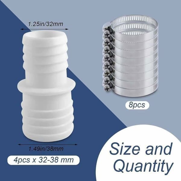 Slangekoblingsadapter 32 mm til 38 mm - 4 stk. - Slangeklemmer