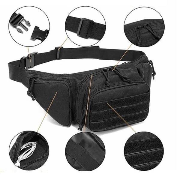 Udendørs taljetaske 800D Oxford-Nylon Sort