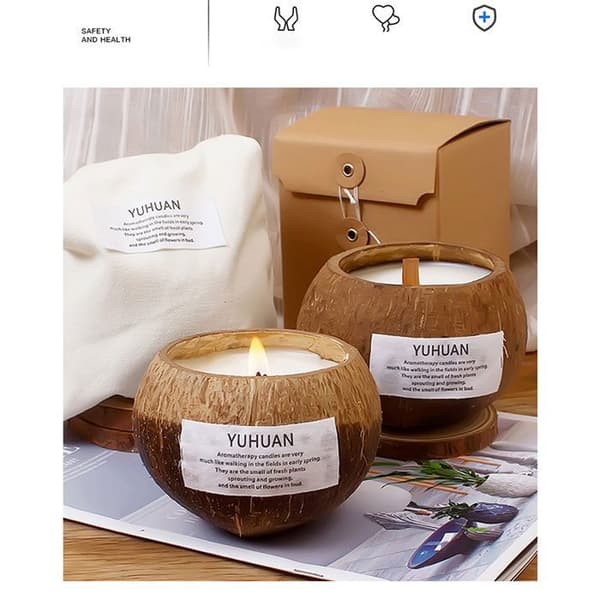 Aromaterapiakynttilä kookoskuoressa, malli A