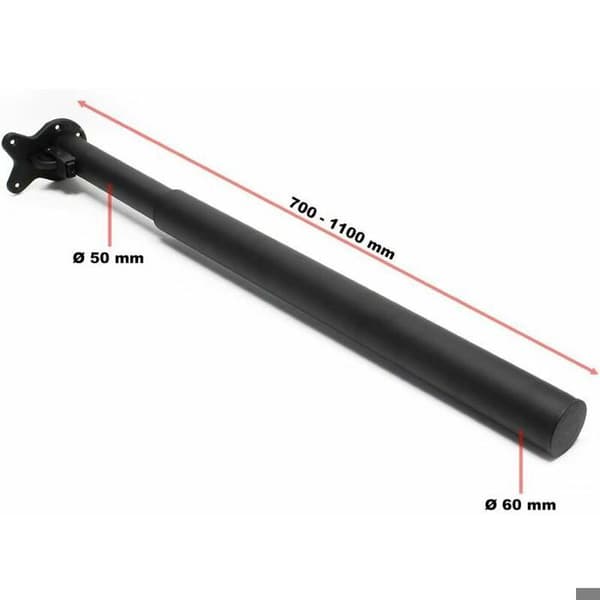 Justerbart bordben - Højde 70-110 cm - Sort - Rustfrit stål