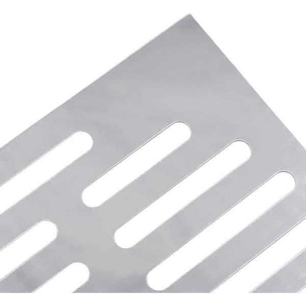 Avløpsdeksel i rustfritt stål, firkantet, 15 cm, 14 hull, sølvfarget