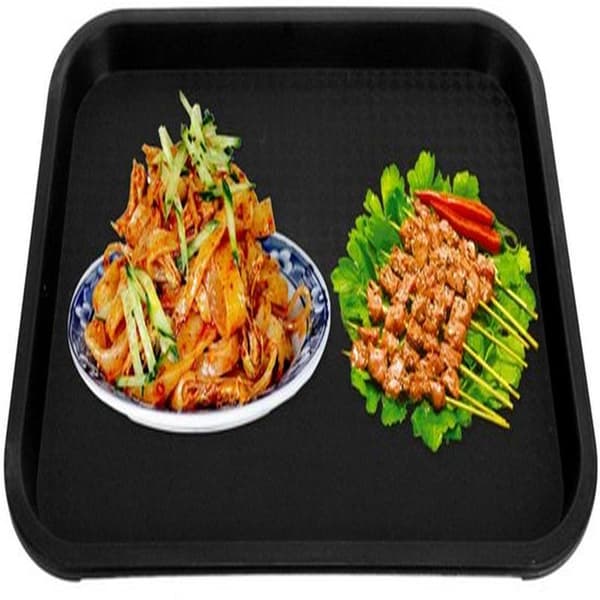Fast Food Tray - Rectangular Plate - Food Service - Non-Slip Bottom - 35 x 27 cm - Black