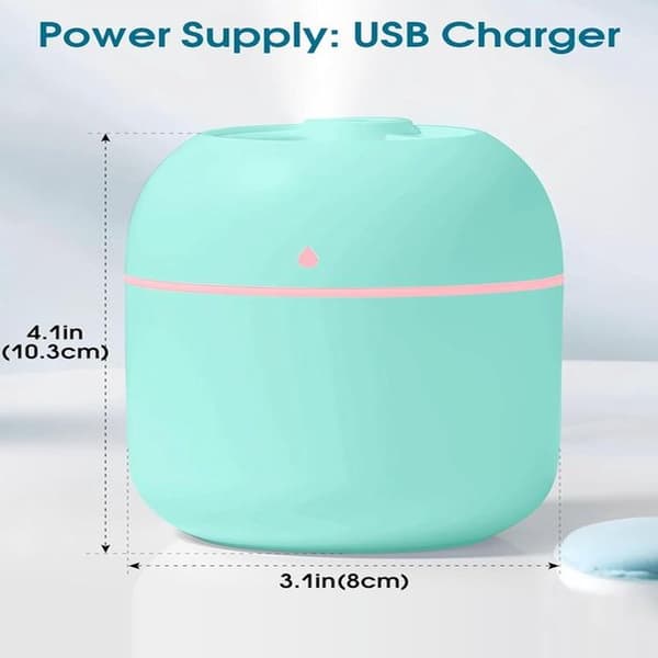 220 ml Mini Luftfuktare, USB, Sval Dimma, Skrivbordsaromdiffusor, Nattlampa, Grön