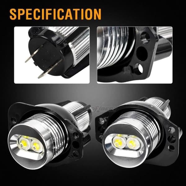 2 STK Til BMW 3-serie E90 E91 2005-2008 12W LED Hvide Erstatningspærer Angel Eyes Halo Ring