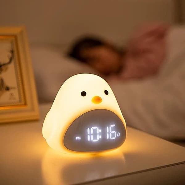 Night Light Sleep Trainer, Reading Desk Lamp, Children's Bedside, Digital and Regular Alarm Clock with Light