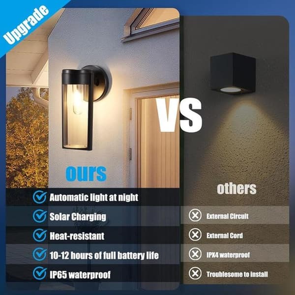 2 dele udendørs solcellelampe, velegnet til haveudsmykning, trådløs LED-havelys