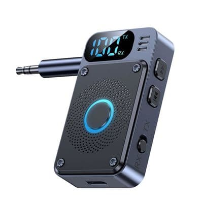 Bluetooth 5.4mm Jack-adapter for TV, 2-i-1 sender/mottaker med 3,5 mm AUX-inngang, mikrofon og statusdisplay