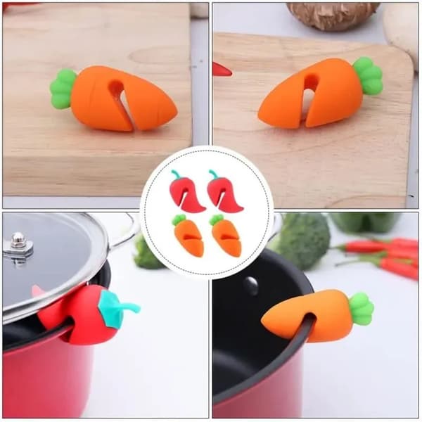 Silikonlockstöd mot överkokning, 4-pack, vikbara, mikrovågssäkra, läckagesäkra, röd/orange