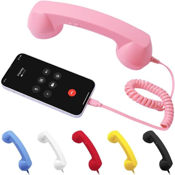 Retro Handset - Type - Vintage Phone - Connectable to Mobile Phones - with Answer Button, Microphone and Speaker - 1 Piece (pc)