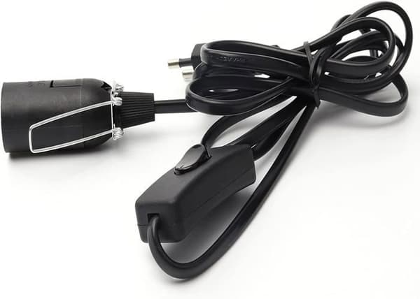 Kabel med strömbrytare, 1,8 m - E14-sockel - PVC - Vit