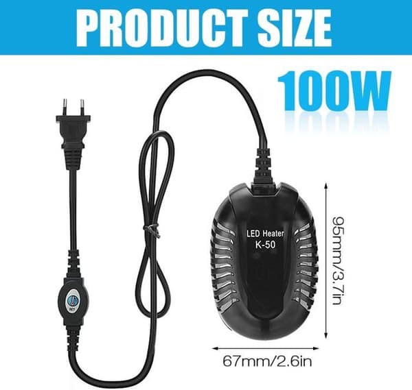 100W Akvarievarmer - 45 til 75L - LED Display - Overophedningsbeskyttelse