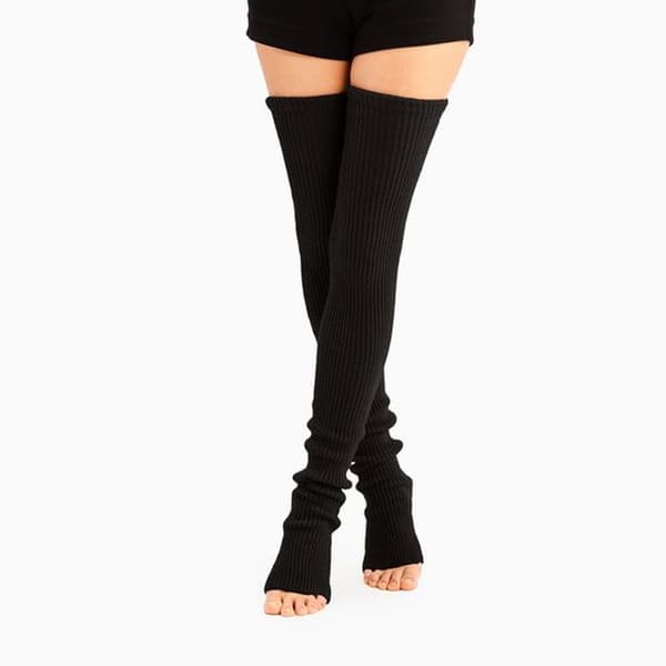 1 par over-knee vintervarme benvarmere strømper, tykke, 90 cm, til kvinder efterår vinter - sort