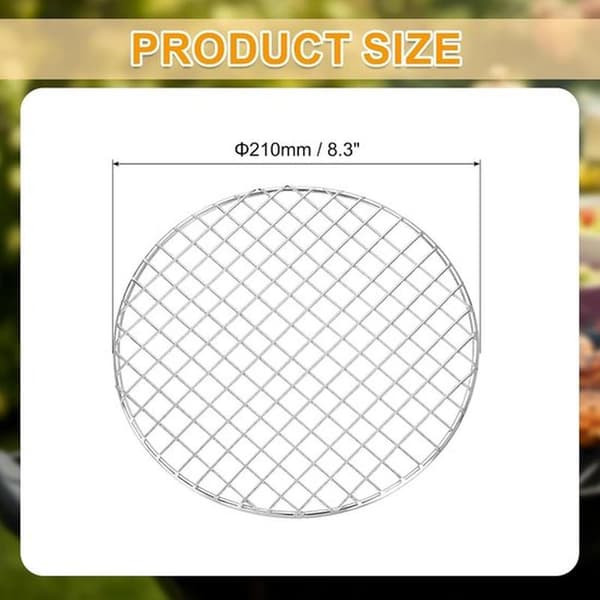 Rund grill - BBQ-grill - Utendørs matlaging - Rustfritt stål - 20,3 cm - Sølv