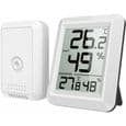 Innendørs og utendørs termometer med trådløs sensor, digitalt hygrometer med stor LCD-skjerm og bryter