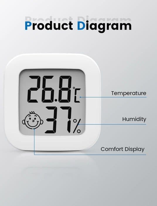 Mini Digital Termometer Hygrometer - Hög Precision - 10-99% RH - 3 Volt