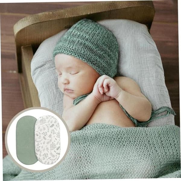 Green 100% Cotton Gauze 84x43 cm Fitted Sheet Set for Stroller and Cradle