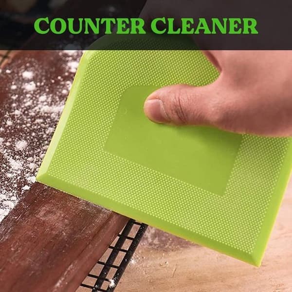 Dough Scraper 4 pieces, 12 x 9.5 cm, PE plastic BPA-free, flexible sharp non-slip corners, cake scraper, for baking, Green/Blue/Pink/Yellow