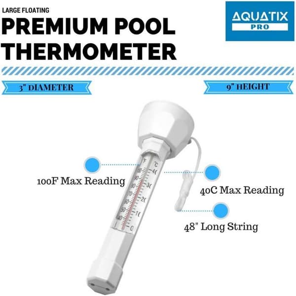 Stor flytande vattentermometer för pool med rep, stöttålig termometer för alla pooler