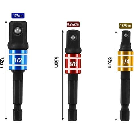 1/4\" 3/8\" 1/2\" Topnøgleadapter Topnøgleholderadapter til Slagnøgle
