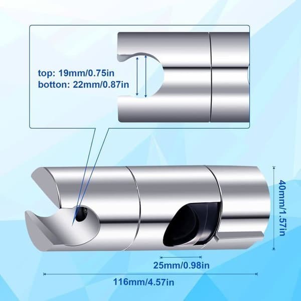 Bruseholder, 18-25 mm justerbar diameter, krom + ABS design brusehovedholder, egnet til brusestang
