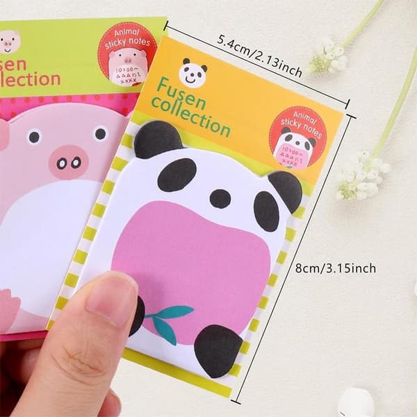 160-sheet set of 8 fun animal-patterned sticky notes for party bags