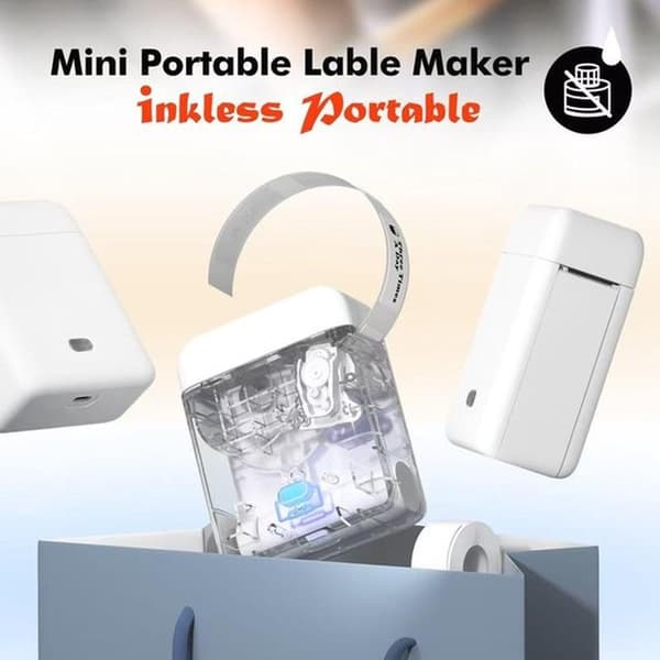 Label Printer - With 1 roll of labels - Thermal label machine - Smart APP - Lightweight - White