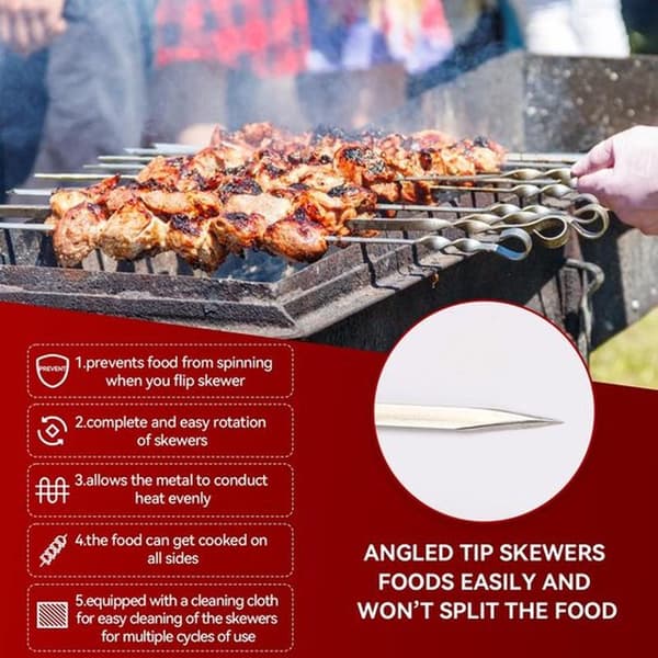 20-pakke grillspyd - Rustfritt stål - Holdbare - Grilling, Kebab, Bål - 35 cm
