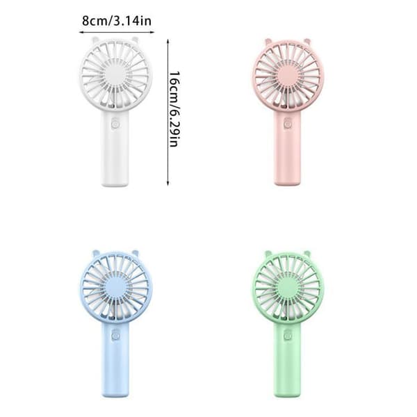 Bærbar ventilator, genopladelig model - 3 hastigheder - Pink - Stille