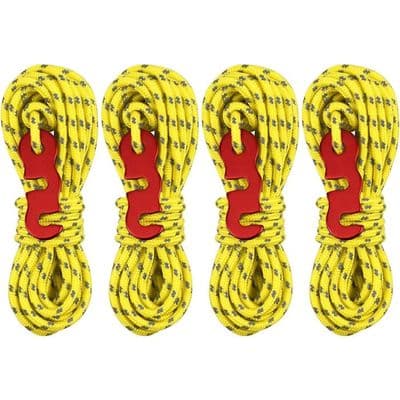 4m 3mm reflekterende nylonsnor med strammer til camping og presenninger
