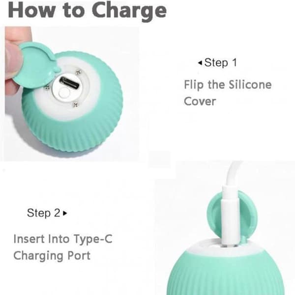 Blå - 1 Styk - Interaktiv Kattebold - Automatisk Interaktiv - 360° USB - Stimulerer Jagtinstinkt
