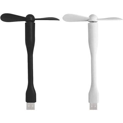 Bärbar USB-fläkt - 360° justerbar - Vikbar - Svart + Vit
